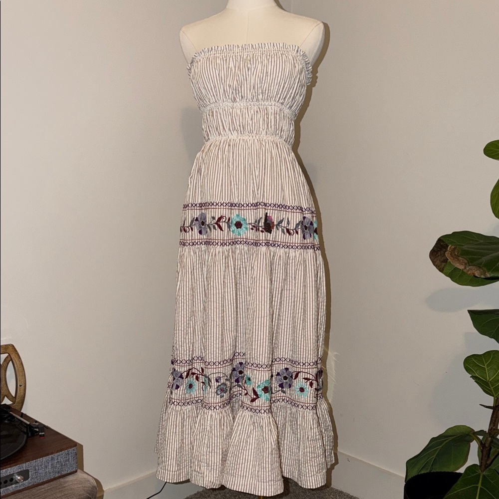 Free People Kanan Midi- Strapless Dress in Cream